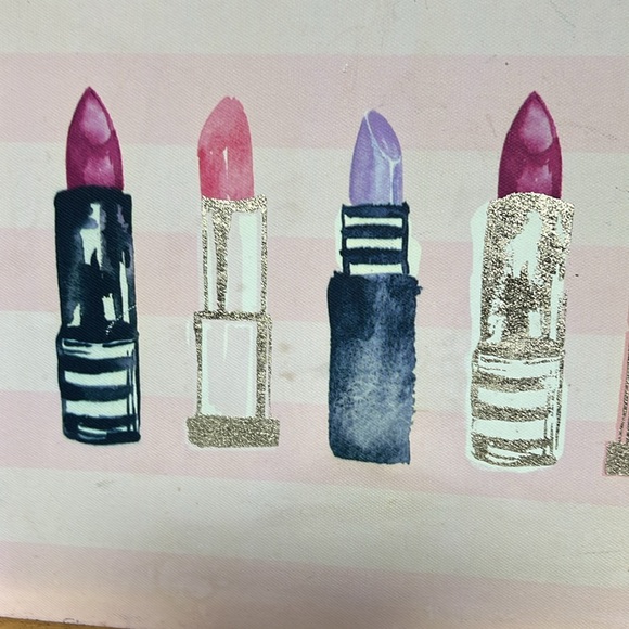 Hand-painted Lipstick Picture Gold Metal Frame NO Glass - Picture 2 of 5